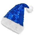 "CHAPEAU PERE NOEL PELUCHE ET SEQUINS BLEU"