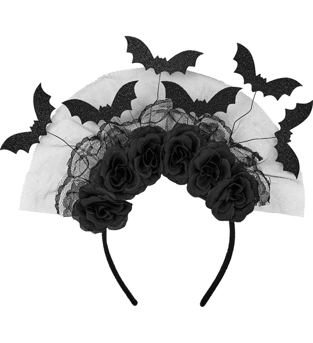 [12013] "CHAPEAU CHAUVE-SOURIS ET ROSES NOIRES"