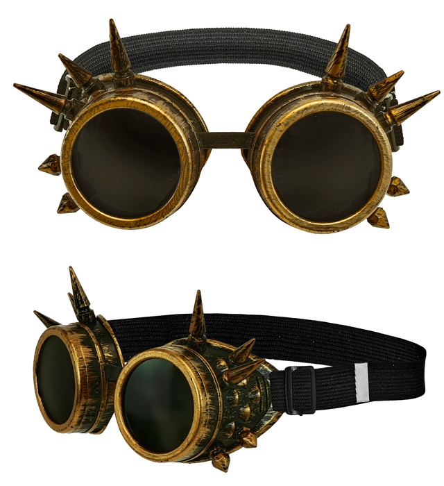 [12036] "LUNETTES STEAMPUNK À POINTES DORÉES ANTIQUE"