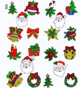 Set de "5 VITROPHANIE DE NOEL ASSORTIE AVECVISAGE DE PERE NOEL" 4 styles - 13 cm
