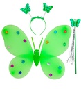 "SET PAPILLON VERT" (ailes, chapeau, baguette magique)