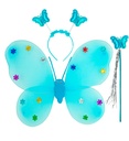 "SET PAPILLON BLUE" (ailes, chapeau, baguette magique)