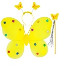 "SET PAPILLON JAUNE" (ailes, chapeau, baguette magique)
