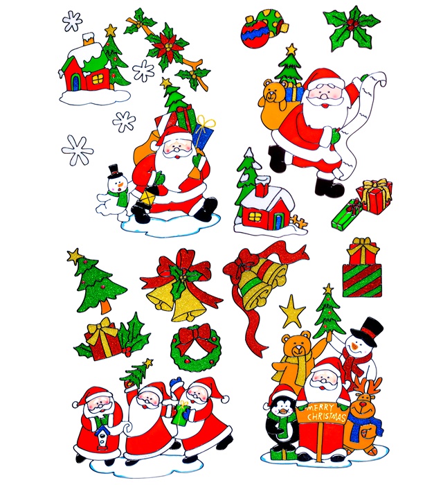 "VITROPHANIE DE NOEL ASSORTIE AVECPERE NOEL" set avec 4 styles