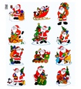 "VITROPHANIE DE NOEL PERE NOEL" 12styles - 30 cm