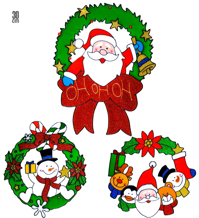 "VITROPHANIE COURONNE DE NOEL" 3 styles - 30 cm