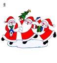 "VITROPHANIE TRIO DE PERES NOEL HORIZONTAL" 40 cm