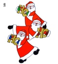 "VITROPHANIE TRIO DE PERES NOEL VERTICAL" 40 cm