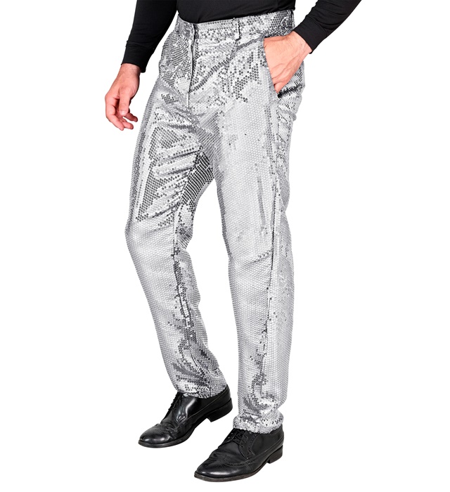 [12321] "PANTALON PARTY FASHION" (pantalon à paillettes argent) (S)