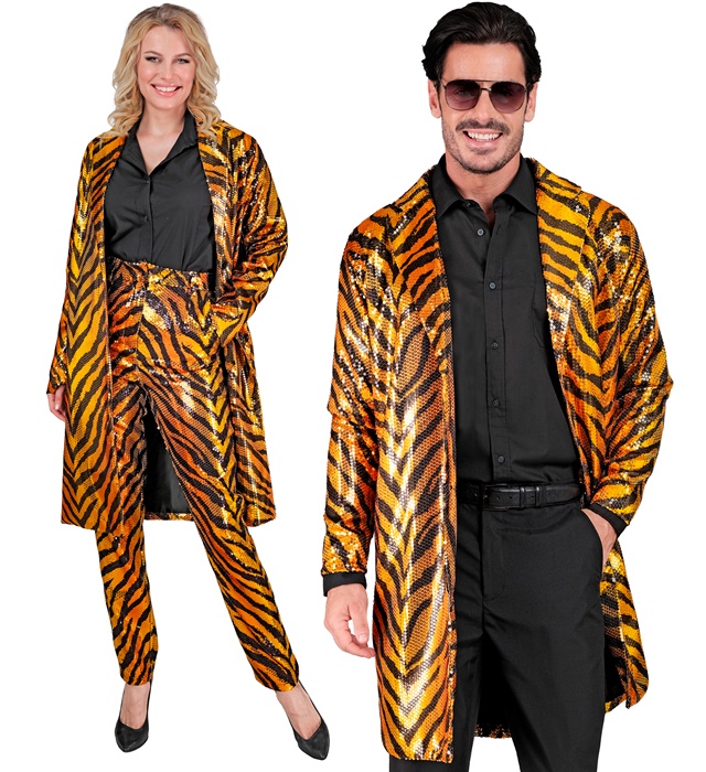 [12353] "MANTEAU PARTY FASHION" (manteau à paillettes animalier tigre) (XXL)