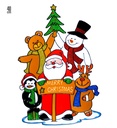 "VITROPHANIE FAMILLE DE PERE NOEL"40 cm
