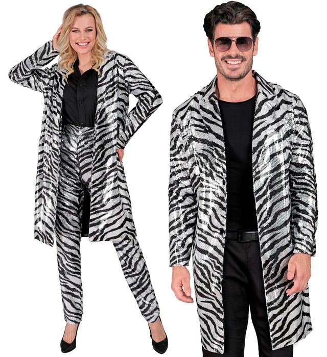 "MANTEAU PARTY FASHION" (manteau à paillettes animalier zèbre)