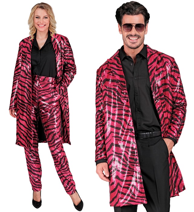 "MANTEAU PARTY FASHION" (manteau à paillettes animalier rose)