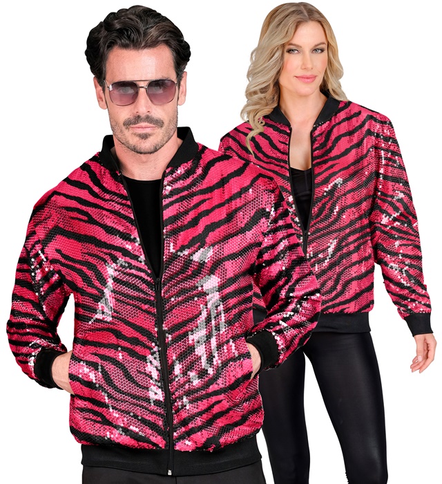 "BOMBER PARTY FASHION" (bomber à paillettes animalier rose)