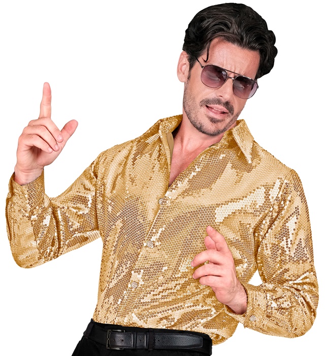 [12359] "CHEMISE PARTY FASHION" (chemise à paillettes or) (XXL)