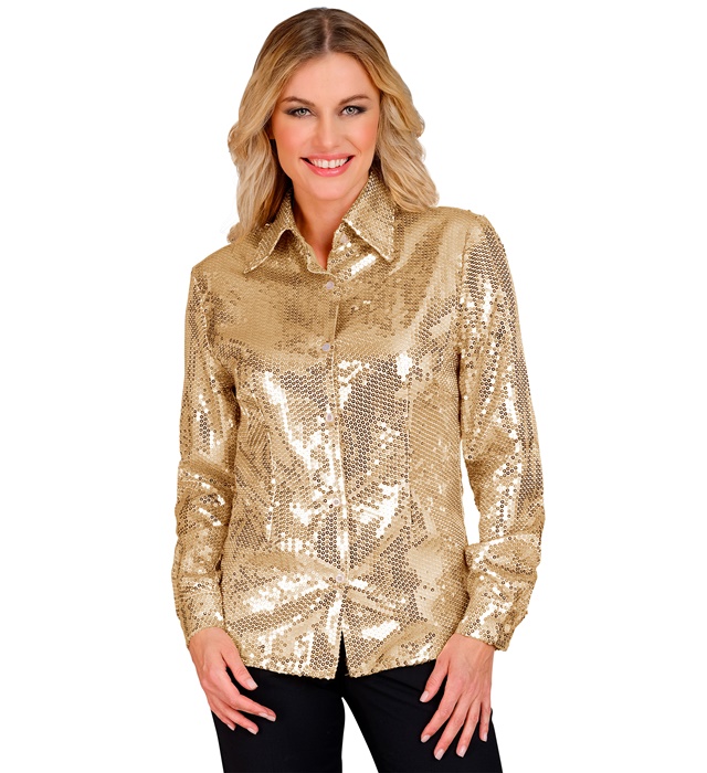 [12399] "CHEMISE PARTY FASHION" (chemise à paillettes or) (XXL)