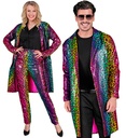 "MANTEAU PARTY FASHION" (manteau à paillettes animalier léopard arc-en-ciel)