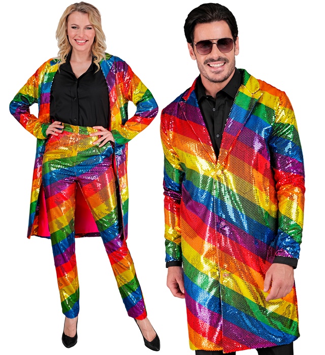 [12423] "MANTEAU PARTY FASHION" (manteau à paillettes arc-en-ciel) (XXL)