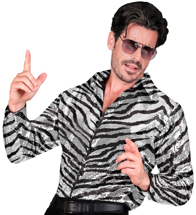 "CHEMISE PARTY FASHION" (chemise à paillettes animalier zèbre)
