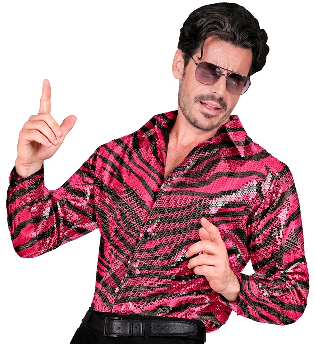 "CHEMISE PARTY FASHION" (chemise à paillettes animalier rose)