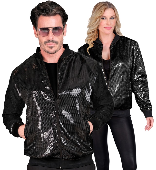 [12476] "BOMBER PARTY FASHION" (bomber à paillettes noir) (XXL)
