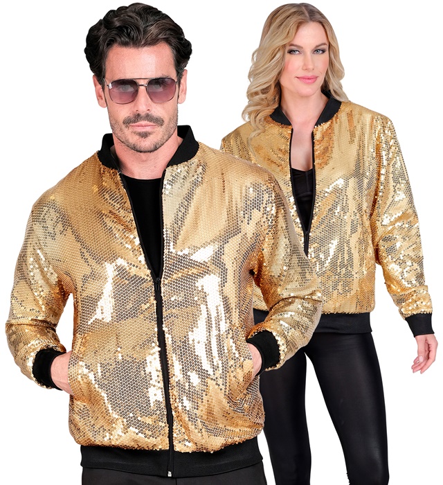 [12486] "BOMBER PARTY FASHION" (bomber à paillettes or) (XXL)