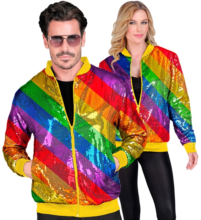 [12426] "BOMBER PARTY FASHION" (bomber à paillettes arc-en-ciel) (XXL)