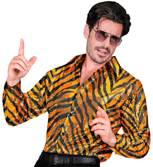 "CHEMISE PARTY FASHION" (chemise à paillettes animalier tigre)