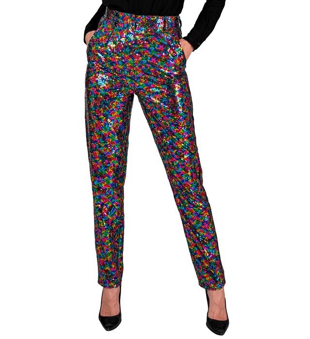 "PANTALON PARTY FASHION" (pantalon à paillettes multicouleur)