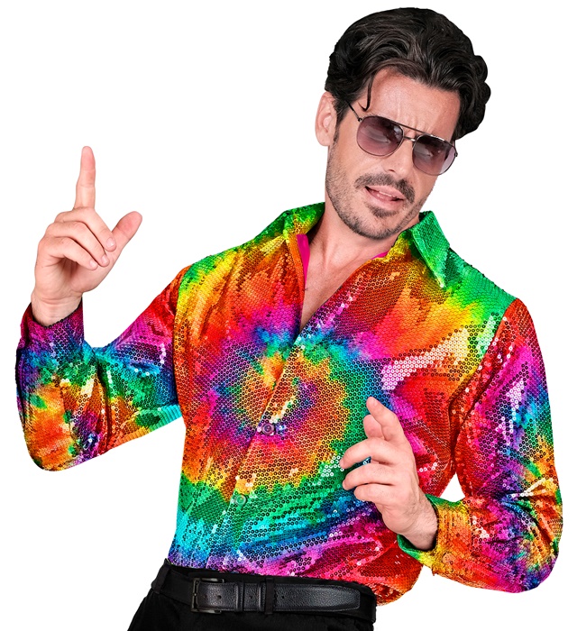 [12519] "CHEMISE PARTY FASHION" (chemise à paillettes avec teintures) (XXL)