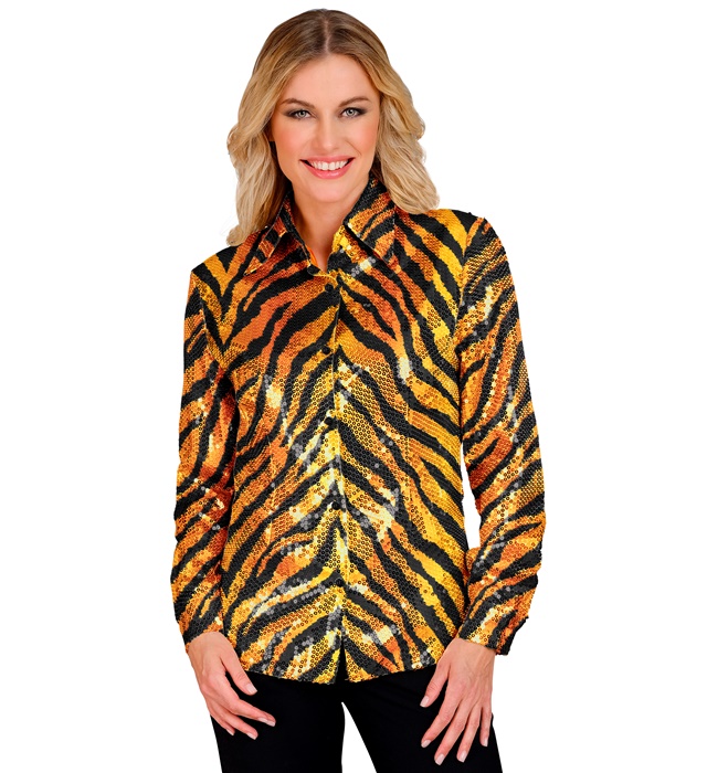 "CHEMISE PARTY FASHION" (chemise à paillettes animalier tigre)