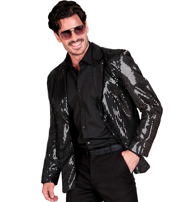 [12611] "VESTE PARTY FASHION" (veste à paillettes noire) (S)