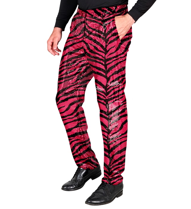 [12641] "PANTALON PARTY FASHION" (pantalon à paillettes animalier rose) (S)