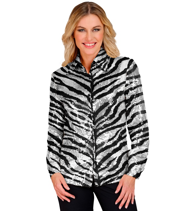 "CHEMISE PARTY FASHION" (chemise à paillettes animalier zèbre)