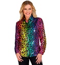 "CHEMISE PARTY FASHION" (chemise à paillettes animalier léopard arc-en-ciel)