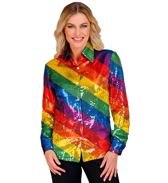 "CHEMISE PARTY FASHION" (chemise à paillettes arc-en-ciel)