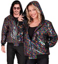 "BOMBER AVEC CAPUCHE PARTY FASHION" (bomber avec capuche à paillettes multicouleur"