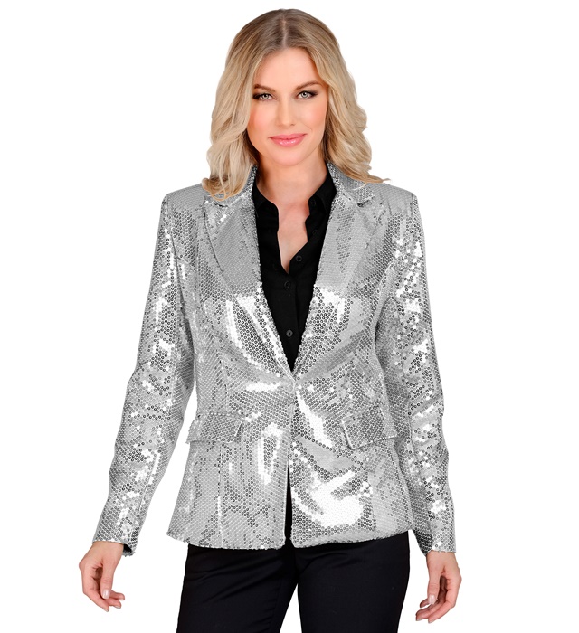[12721] "VESTE PARTY FASHION" (veste à paillettes argent) (S)