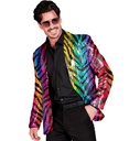 "VESTE PARTY FASHION" (veste à paillettes animalier tigre arc-en-ciel"