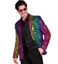 "VESTE PARTY FASHION" (veste à paillettes animalier léopard arc-en-ciel"