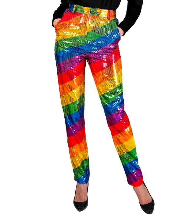 "PANTALON PARTY FASHION" (pantalon à paillettes arc-en-ciel)