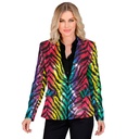 "VESTE PARTY FASHION" (veste à paillettes animalier tigre arc-en-ciel)