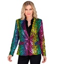 "VESTE PARTY FASHION" (veste à paillettes animalier léopard arc-en-ciel)