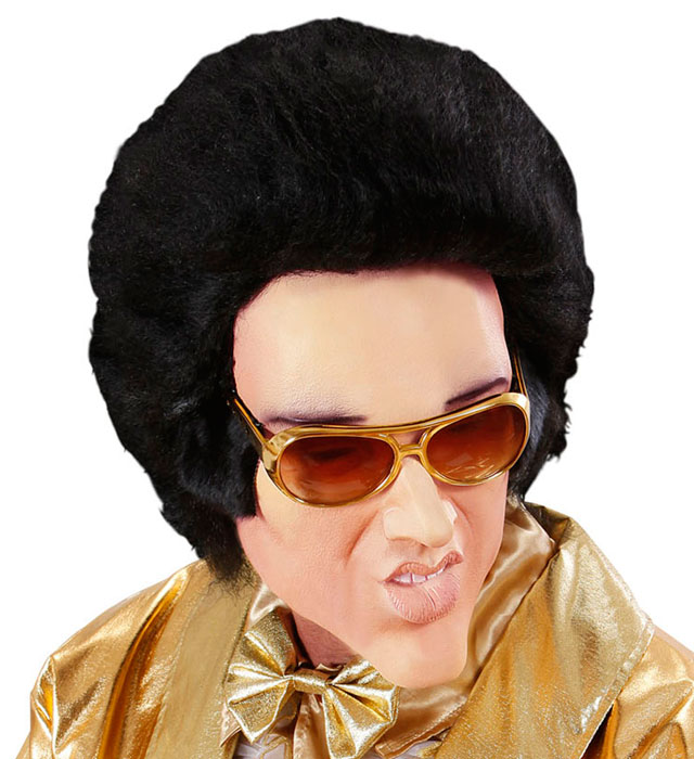 [1357K] "MASQUE DE KING DU ROCK EN MOUSSE DE LATEX AVEC PERRUQUE"