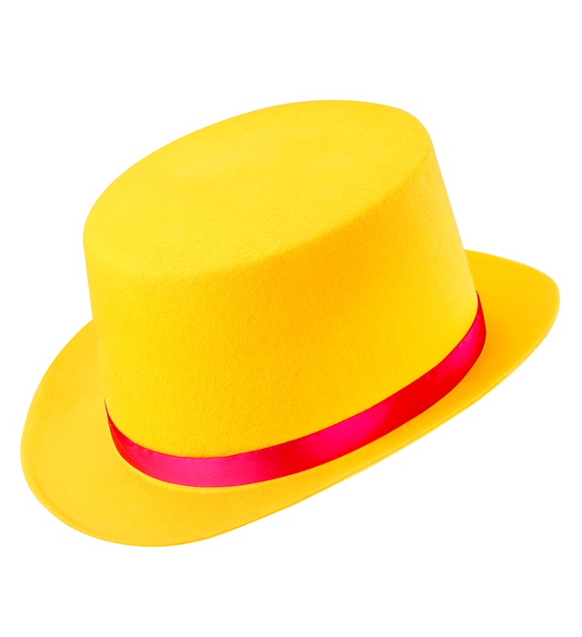 "HAUT-DE-FORME FEUTRE JAUNE" 11 cm - pour enfant
