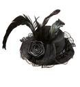 "PETIT CHAPEAU AVEC FLEUR, TULLE ET PLUME" noir
