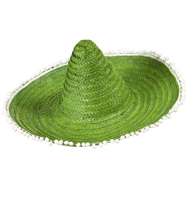 "SOMBRERO VERT AVEC POMPON" 50 cm