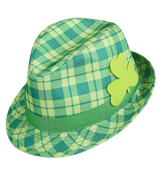 [14352] "FEUTRE TARTAN SAINT PATRICK AVEC TREFLE"