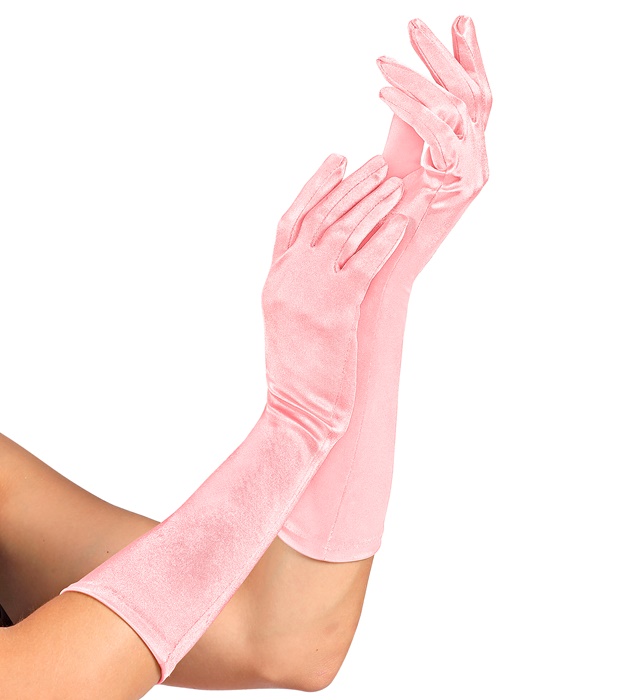 [14417] "GANTS SATIN ÉLASTHANNE ROSE" 40 cm