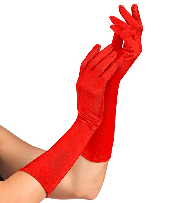 "GANTS SATIN ÉLASTHANNE ROUGES" 40 cm